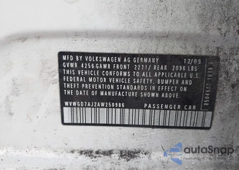 2010 Volkswagen Gti 4-Door z USA, uszkodzony, nr VIN WVWGD7AJ2AW250986